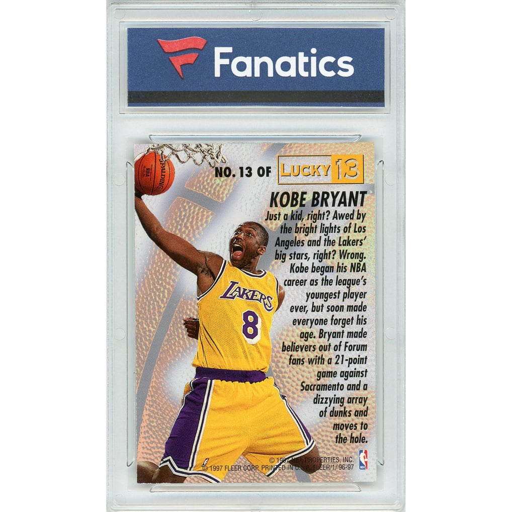 Los Angeles Lakers Kobe Bryant 1996-97 Fleer Lucky 13 RC #13 Card 