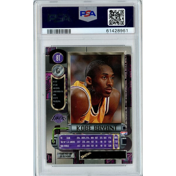 Los Angeles Lakers Kobe Bryant 1997 Skybox Metal Universe #81 PSA 