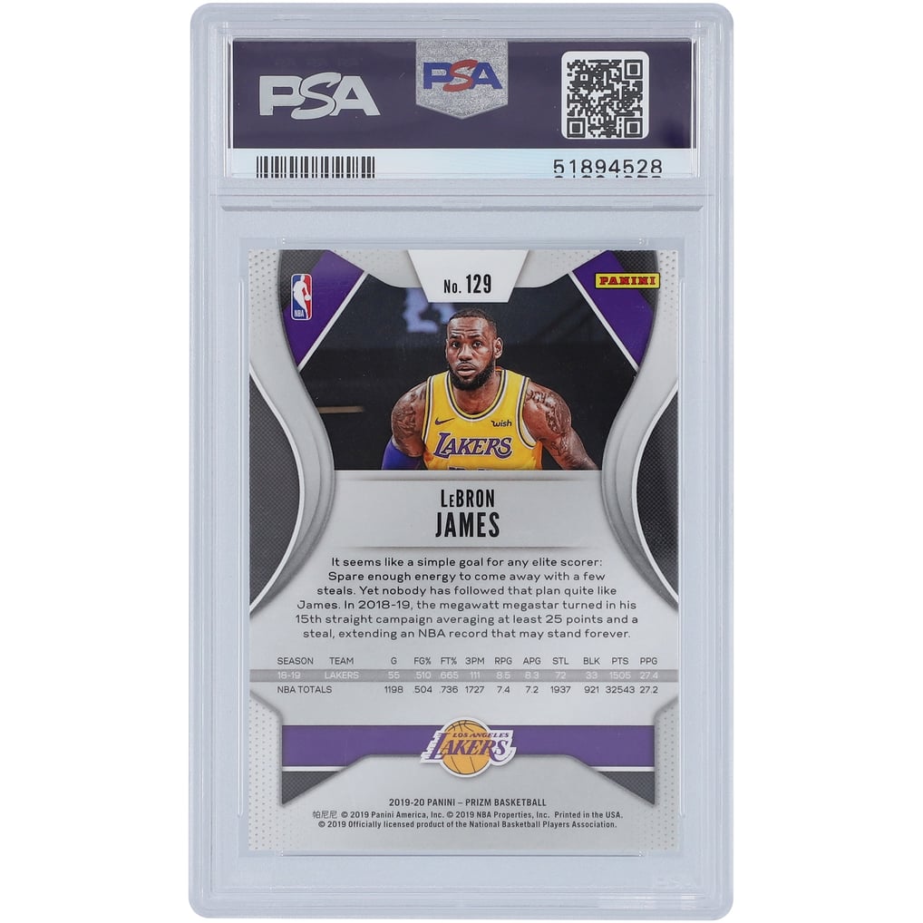 Los Angeles Lakers LeBron James 2019 Panini Prizm #129 PSA 
