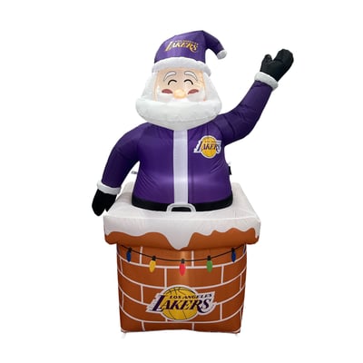 Los Angeles Lakers Logo Brands Santa in Chimney Yard Inflatable