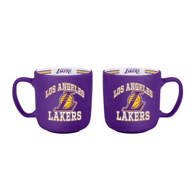 Los Angeles Lakers Logo Brands Two-Piece 15oz. Stripe Mug Set