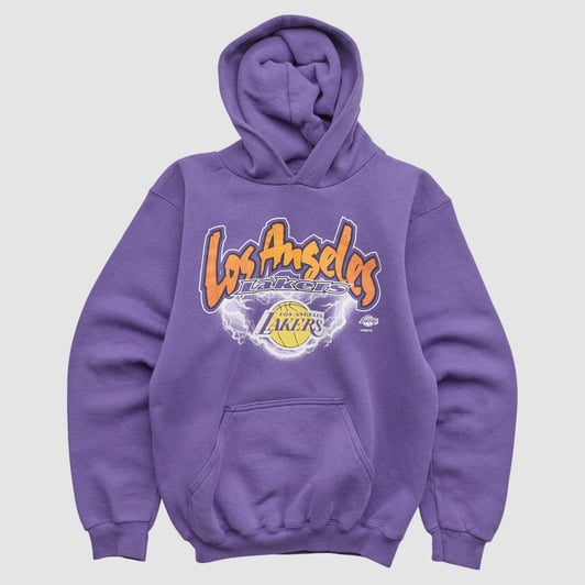 Los Angeles Lakers Logo 7 90s Hooded Pullover Sweatshirt - Purple - Yth M by Fanatics Real Vintage