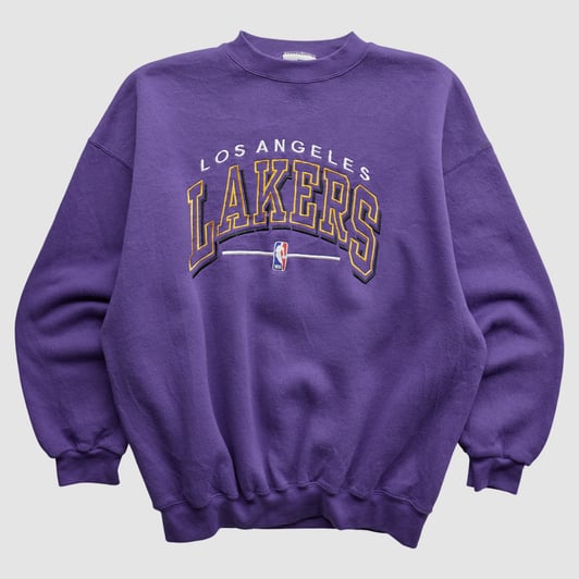 Los Angeles Lakers Logo Athletic 90s Pullover Sweatshirt - Purple - M by Fanatics Real Vintage
