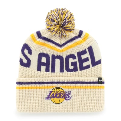 Los Angeles Lakers '47 Quattrle Cuffed Knit Hat with Pom - Natural