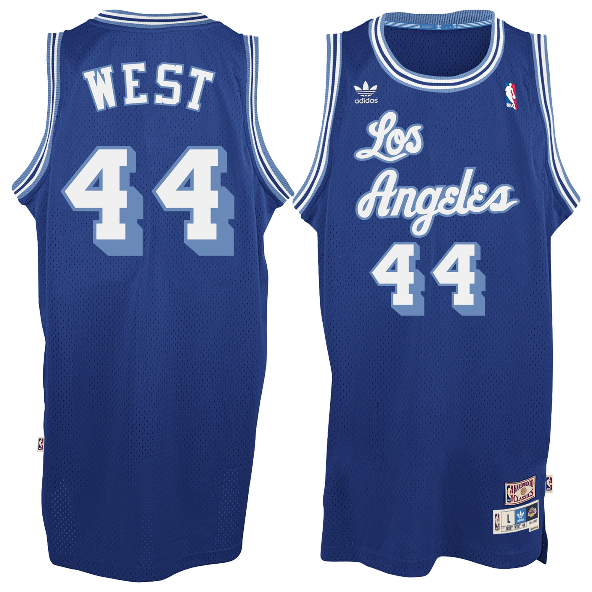 Men's Los Angeles Lakers Jerry West adidas Blue Hardwood Classic