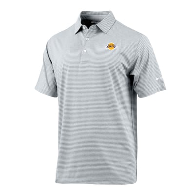Los Angeles Lakers Columbia Striped Tempo Swing Polo - Gray