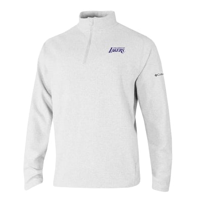 Los Angeles Lakers Columbia Swingcraft Tri-Blend Quarter-Zip Pullover - White