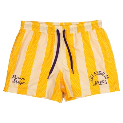 Los Angeles Lakers Duvin Designs Co. League Of Leisure Swim Trunks - Gold