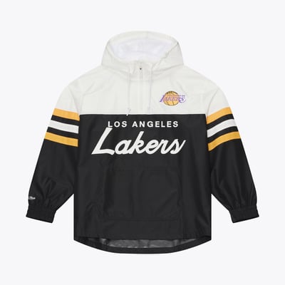  Los Angeles Lakers Mitchell & Ness Head Coach Lightweight Anorak Quarter-Zip Windbreaker - Black