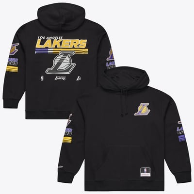 Los Angeles Lakers Mitchell & Ness  Triple Check Fleece Hoodie - Black