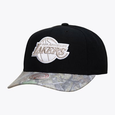  Los Angeles Lakers Mitchell & Ness Midnight Timber Pro Crown Snapback Hat - Black/Camo
