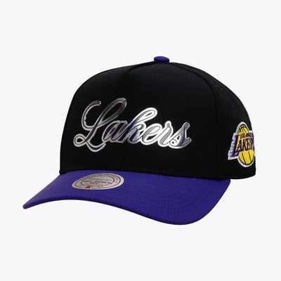Los Angeles Lakers Mitchell & Ness Legacy Made Chrome Pro Snapback Hat - Black/Purple