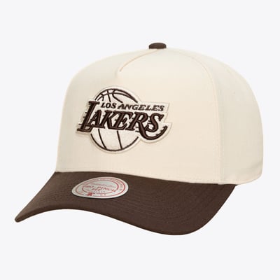 Los Angeles Lakers Mitchell & Ness Brown and Cream Pro Pinch Snapback Hat - Cream