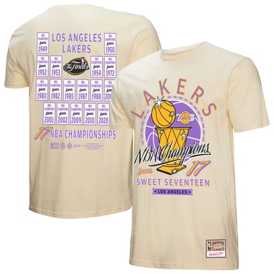 Los Angeles Lakers Mitchell & Ness Hardwood Classics Champions Vintage T-Shirt - Cream