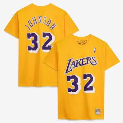 Magic Johnson Los Angeles Lakers Mitchell & Ness Hardwood Classics Retro Name & Number T-Shirt - Gold