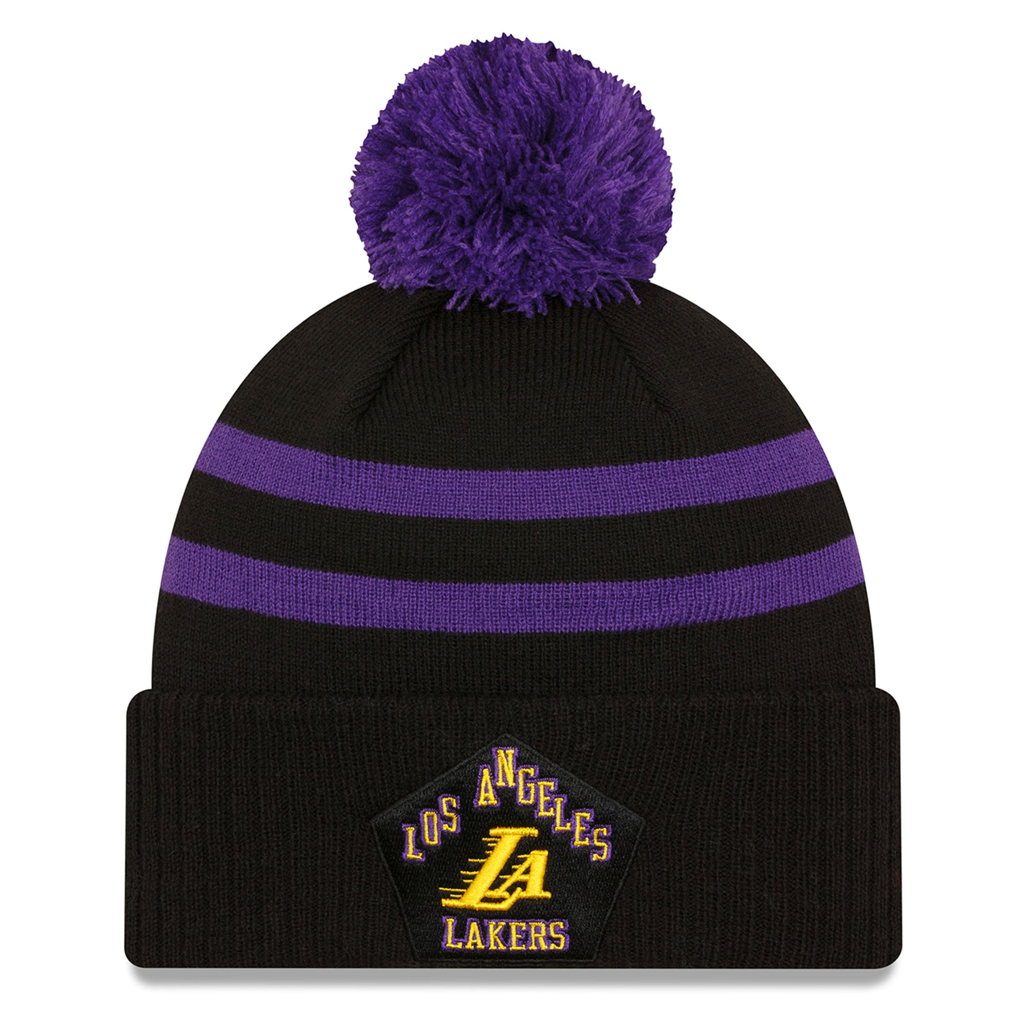NWT NBA Lakers Bling Pom Beanie Hat LOS ANGELES LAKERS 2022 DRAFT KNIT BEANIE – JR main image 4