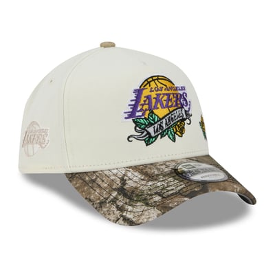 Los Angeles Lakers New Era Rose Banner 9FORTY A-Frame Adjustable Hat - Cream/Camo
