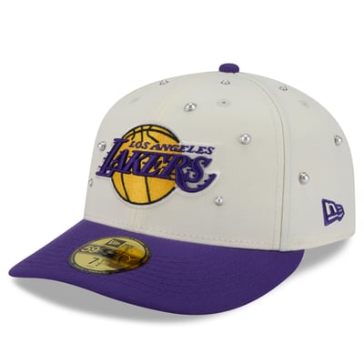 Los Angeles Lakers New Era Pearl 59FIFTY Fitted Hat - Cream/Purple