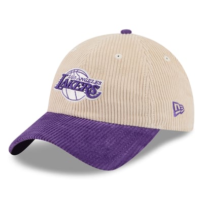Los Angeles Lakers New Era Tonal Corduroy Casual Classic Adjustable Hat - Cream/Purple