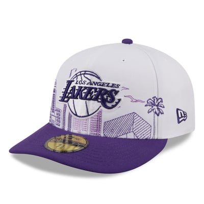 Los Angeles Lakers New Era City Stitch 59FIFTY Fitted Hat - Gray/Purple