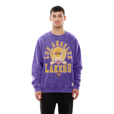  Los Angeles Lakers New Era Mineral Wash Crew Sweatshirt - Purple