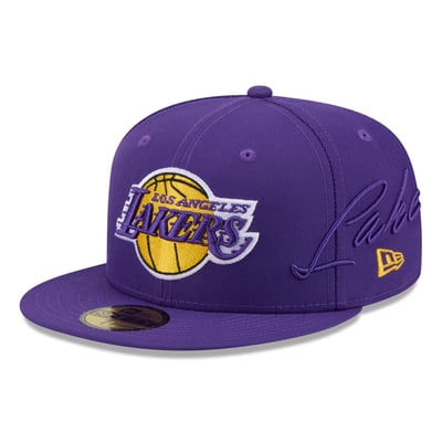 Los Angeles Lakers New Era Side Script 59FIFTY Fitted Hat - Purple