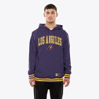  Los Angeles Lakers New Era Throwback Applique Logo Hoodie - Purple