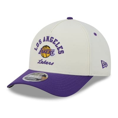 Los Angeles Lakers New Era Arch 9FORTY A-Frame M-Crown Adjustable Hat - Purple/White