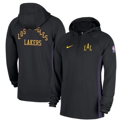  Los Angeles Lakers Nike 2025/26 City Edition Remix Authentic On-Court Quarter-Zip Dri-FIT Hooded Jacket - Black