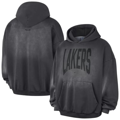 Los Angeles Lakers Nike 2026 Standard Issue Travel Washed Fleece Pullover Hoodie - Charcoal