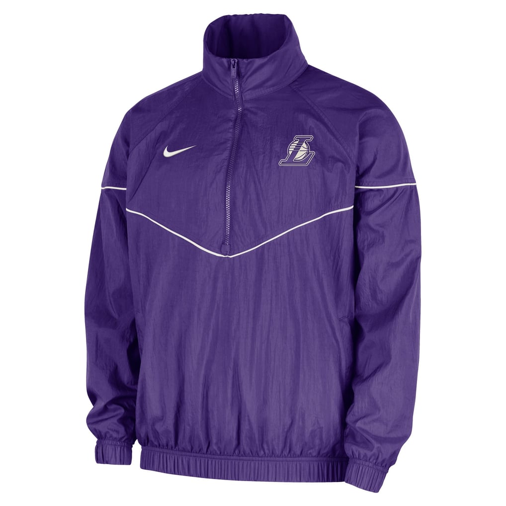 Zipper Code Jacket Men's Los Angeles Lakers Nike Purple Courtside Windrunner Woven Half ...
