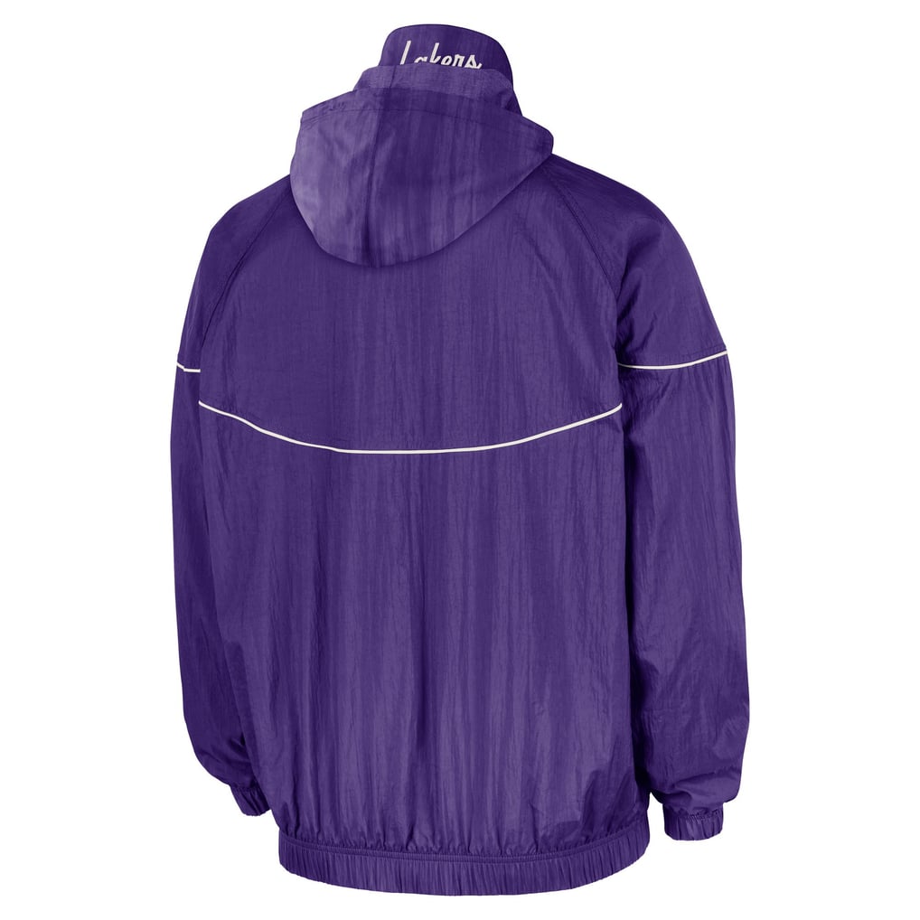 Zipper Code Jacket Men's Los Angeles Lakers Nike Purple Courtside Windrunner Woven Half ...