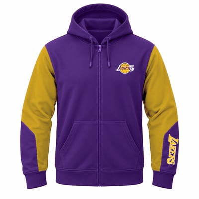  Los Angeles Lakers Profile Big & Tall Full-Zip Fleece Hoodie - Purple