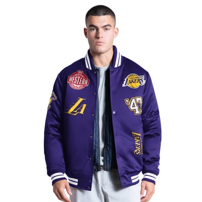 Los Angeles Lakers Starter Elite Full Snap Varsity Jacket - Purple