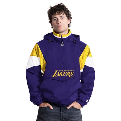 Los Angeles Lakers Starter The Throwback Half-Zip Hooded Jacket - Purple