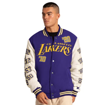 Los Angeles Lakers Starter Triple Crown Commemorative Full Snap Jacket - Purple