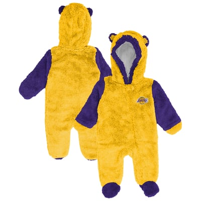 Los Angeles Lakers Outerstuff Newborn & Infant Stay Napping Fleece Bunting Full-Zip Sleeper - Gold