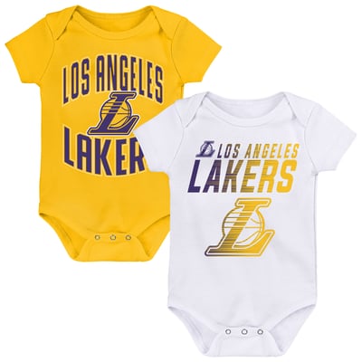  Los Angeles Lakers Outerstuff Newborn Snuggle Blitz Two-Piece Bodysuit Set - Gold