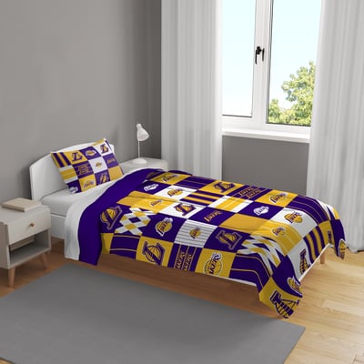 Los Angeles Lakers Pegasus Patchwork Plaid Two-Piece Twin/Twin XL Bed in a Bag Set