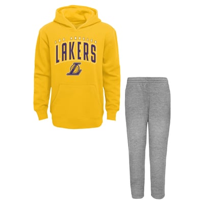 Los Angeles Lakers Outerstuff Toddler Step By Step Hoodie & Pants Set - Gold/Gray