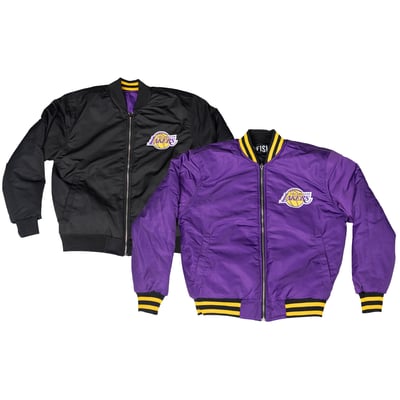  Los Angeles Lakers FISLL Unisex Reversible Full-Zip Flight Jacket - Purple/Black