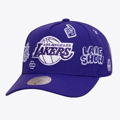  Los Angeles Lakers Mitchell & Ness Unisex Downtown Doodle Pro Adjustable Hat - Purple