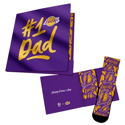  Los Angeles Lakers Rock Em Unisex #1 Dad Gift Card Socks - Purple