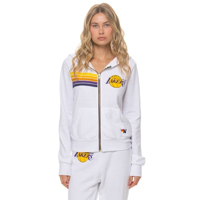 Los Angeles Lakers Aviator Nation Women's Tri-Blend Full-Zip Hoodie - White