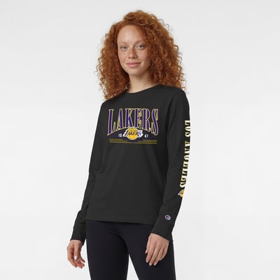Los Angeles Lakers Champion Women's Long Sleeve Banner T-Shirt - Black