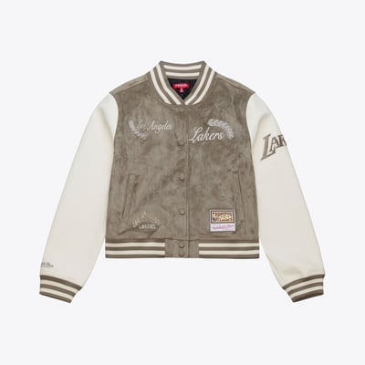  Los Angeles Lakers Mitchell & Ness Women's Varsity Full-Snap Jacket - Tan