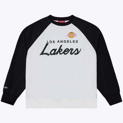  Los Angeles Lakers Mitchell & Ness Women's Head Coach Lightweight Raglan Sweatshirt - White/Black