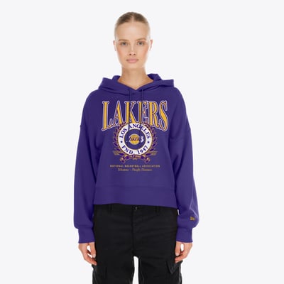 Los Angeles Lakers New Era Women's Dolman Sleeve Boxy Pullover Hoodie - Purple