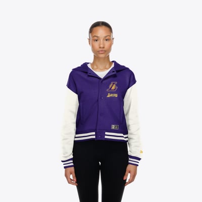 Los Angeles Lakers New Era Women's Hooded Fleece Full-Snap Jacket - Purple
