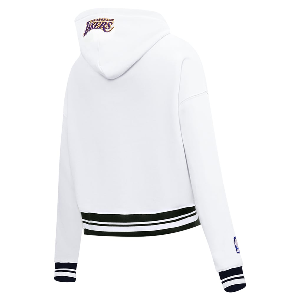 Los Angeles Lakers Pro Standard Women's Script Tail Cropped Pullover Hoodie - White